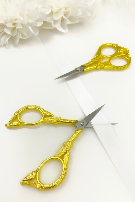 Söz Nişan Makası Gold, Kurdele Açılış Özel Gün Merasim Dikiş Nakış Makas Kuş Detaylı