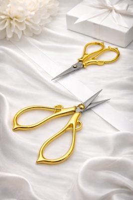 Söz Nişan Makası Gold, Kurdele Açılış Özel Gün Merasim Dikiş Nakış Makas Sade Model Gold