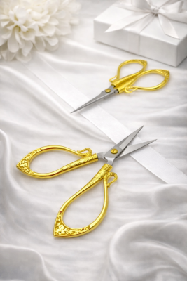 Söz Nişan Makası Gold, Kurdele Açılış Özel Gün Merasim Dikiş Nakış Makası Zarif Model