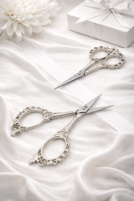 Söz Nişan Makası Gümüş, Kurdele Açılış Özel Gün Merasim Dikiş Nakış Makası Silver