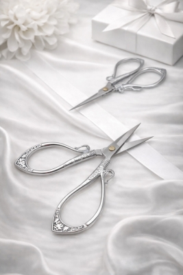 Söz Nişan Makası Gümüş, Kurdele Açılış Özel Gün Merasim Dikiş Nakış Makası Zarif Model Silver
