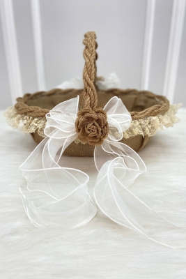 Söz Nişan Nikah Kına Gelin Sepeti, Düğün Bride Bekarlığa Veda Hediyelik Dekoratif Hasır Gül Jüt