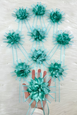 Su Yeşili Bohça Süsü, Gelin Damat Çeyiz Düğün Nişan Konvoy Gelin Arabası Sünnet Kına Süsü 5 Adet