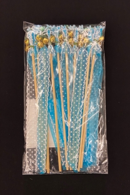 Bebe Mavi Çubuk Nedime Zili Tefi Kurdele Cipso Süslemeli 10 Adet