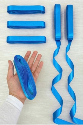 Sünnet Mavi Saten Kurdele 2 Cm 10 Mt, Bohça Çeyiz Nikah Kına Sünnet Doğum Günü Parti Hediye Süsleme