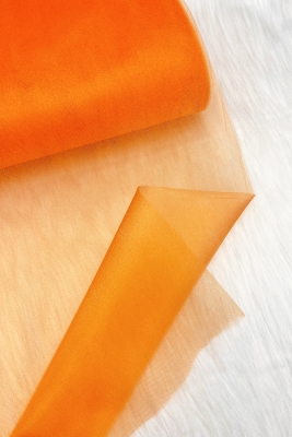 Turuncu Bohça Süsleme Tülü, Nişan Bohça Süsü, Kapı Doğum Günü Parti Süsleme Tülü, 100x300cm