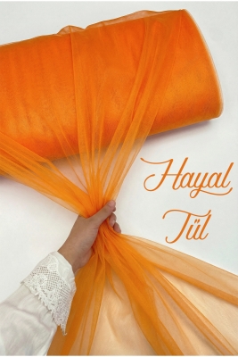 Turuncu Hayal Tül, Nişan Çeyiz Bohça Kapı Doğum Günü Parti Süsleme, Gelin Abiye Türban 100x300cm