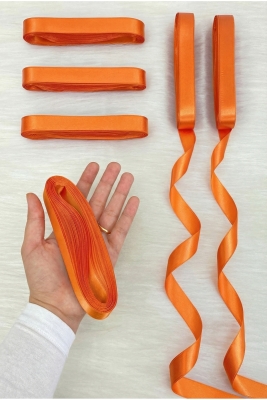 Turuncu Saten Kurdele 2 Cm 10 Mt, Bohça Çeyiz Nikah Kına Sünnet Söz Doğum Günü Parti Hediye Süsleme