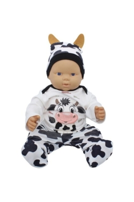 Unisex Bebek Inekli Şapkalı Takım