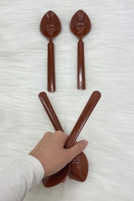 Uzun Saplı Oyun Kaşığı 4 Adet, Gösteri Düğün Kına Gecesi Halk Oyunları Plastik Tahta Kaşık