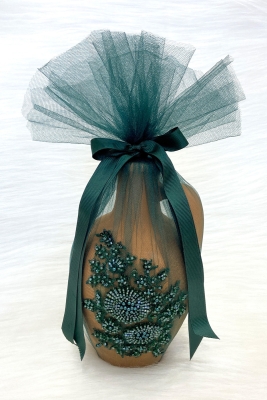 Vip Aplikli Yeşil Testi, Süslü Gelin Kına Gecesi Testisi, Düğün Kına Küpü, Toprak Testi