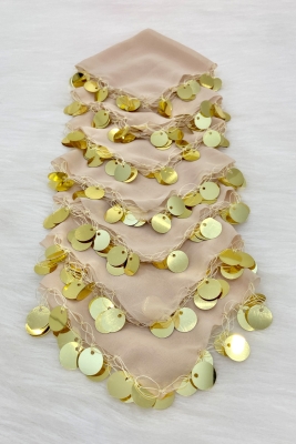 Vizon Gold Şifon Halay Mendili 10 Adet, Gelin Damat Düğün Kına Sünnet Nişan Bride