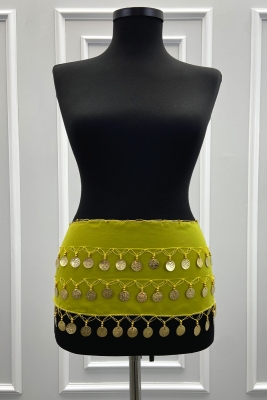 Yağ Yeşili Gold Şakira Oryantal Dansöz Dans Kemeri Pullu Zilli Kına Oyun Eğlence Düğün Shakira Kemer