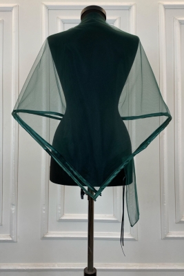 Yeşil Biyeli Sade Damat Omuz Örtüsü, Kına Gecesi Örtüsü Şalı Duvağı, Sağdıç Asker