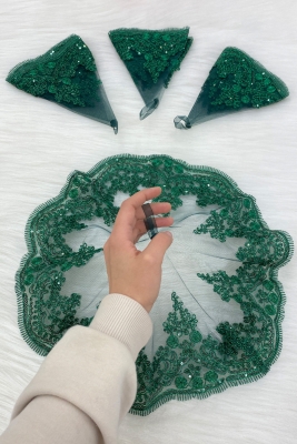 Yeşil Gelin Damat Halay Mendili,  Işıl Işıl Güpürlü, Düğün Kına Gecesi Nedime Söz Nişan Bride