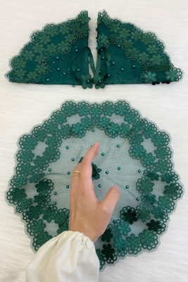 Yeşil Gelin Damat Mendili, İnci Detaylı Düğün Halay Nedime Söz Nişan Kına Sünnet Bride Mendil