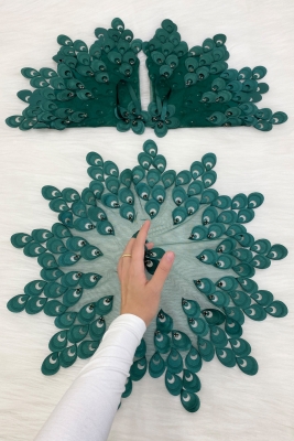 Yeşil Gelin Damat Mendili, Parlak Taş Detaylı Düğün Halay Nedime Söz Nişan Kına Sünnet Bride Mendil