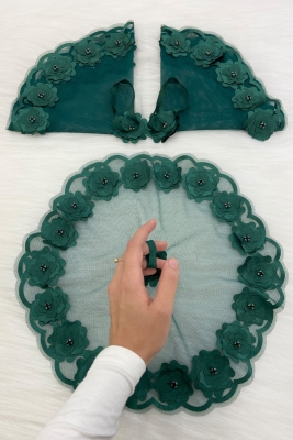 Yeşil Gelin Damat Mendili, Parlak Taş Detaylı Düğün Halay Nedime Söz Nişan Kına Sünnet Bride Mendil