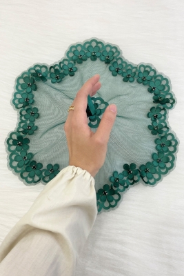 Yeşil Gelin Damat Mendili, Parlak Taş Detaylı Düğün Halay Nedime Söz Nişan Kına Sünnet Bride Mendil