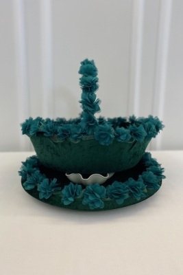 Yeşil Gelin Kına Gecesi Tepsi Ve Sepeti, Düğün, Sünnet, Nişan, Söz, Kadife Üç Boyutlu Lazer Çiçekli