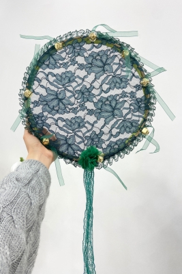 Yeşil Gelin Nedime Tefi Dantel 3D, Düğün Kına Gecesi Sünnet Bekarlığa Veda Bride To Be, 30cm 1 Adet