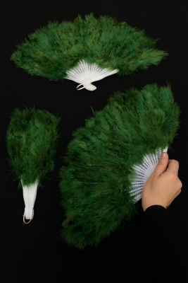 Yeşil Gelin Tüylü Yelpazesi, Plastik Kına Nedime Bride Bekarlığa Veda Sünnet Yelpaze 25*40cm