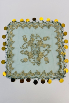 Yeşil Pullu Simli Halay Mendili, Gelin Halay Mendili, 5 Adet