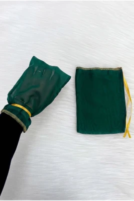 Zümrüt Yeşili Sade Damat Asker Eldiveni, Gold Sim Kenar, Düğün Kına Gecesi Bekarlığa Veda Nikah Sünnet 1 Adet