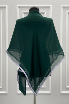 Yeşil Şifon Lüks Damat Omuz Örtüsü Şalı, Sağdıç Asker Örtüsü, Sade Model