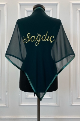 Yeşil Şifon Sağdıç Omuz Örtüsü Şalı, Damat Sağdıç Asker Kına Örtüsü