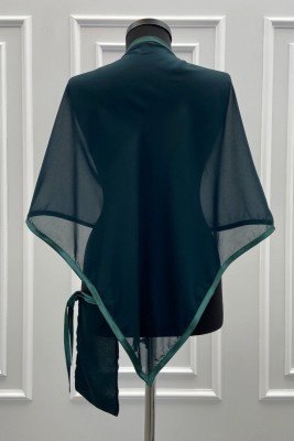 Yeşil Şifon Sağdıç Üçgen Model Omuz Örtüsü Şalı, Damat Nedime Asker Kına Örtüsü