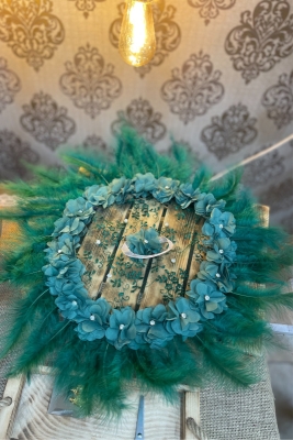 Zümrüt Yeşili Gelin Damat El Halay Mendili Üç Boyutlu Çiçek Tüy Taş Süslemeli Düğün Kına Sünnet Söz