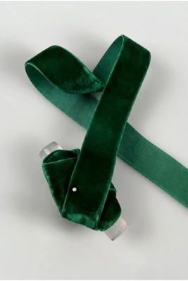 Zümrüt Yeşili Kadife Kurdele 2cm 1mt, Gelin, Damat, Bohça, Nişan, Çeyiz, Nikah, Hediye, Şeker, Süsleme