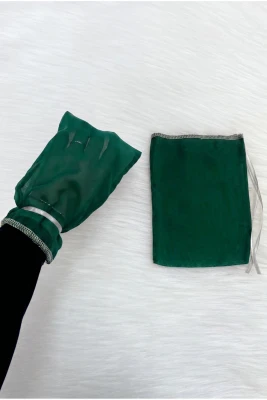 Zümrüt Yeşili Sade Damat Asker Eldiveni, Gümüş Sim Kenar, Düğün Kına Gecesi Bekarlığa Veda Nikah Sünnet 1 Adet