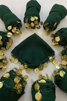 Zümrüt Yeşili Şifon Gelin Damat Halay Mendili, Hediye Mendil 1 Adet, Düğün Kına Sünnet Nişan Sünnet