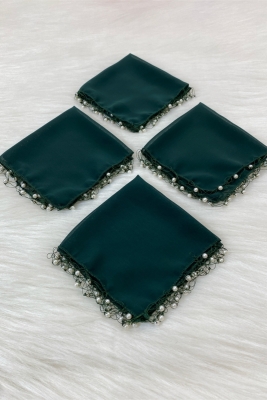 Zümrüt Yeşili Şifon Gelin Damat Mendili, Düğün Halay Nedime Bride Kına Nişan Sünnet Hediye, 1 Adet