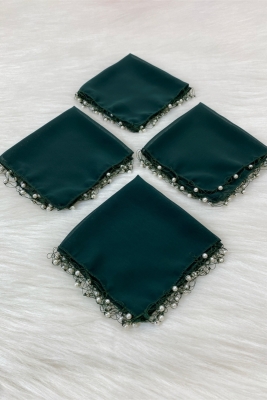 Zümrüt Yeşili Şifon Gelin Damat Mendili, Düğün Halay Nedime Bride Kına Nişan Sünnet Hediye, 5 Adet