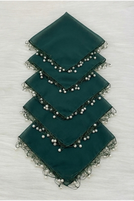 Zümrüt Yeşili Şifon Gelin Damat Mendili, Düğün Halay Nedime Parti Kına Nişan Sünnet Hediye, 10 Adet