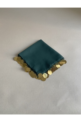 Zümrüt Yeşiline Gold Şifon Gelin Nedime Halay Mendil 5 Adet Kına Gecesi Malzemesi